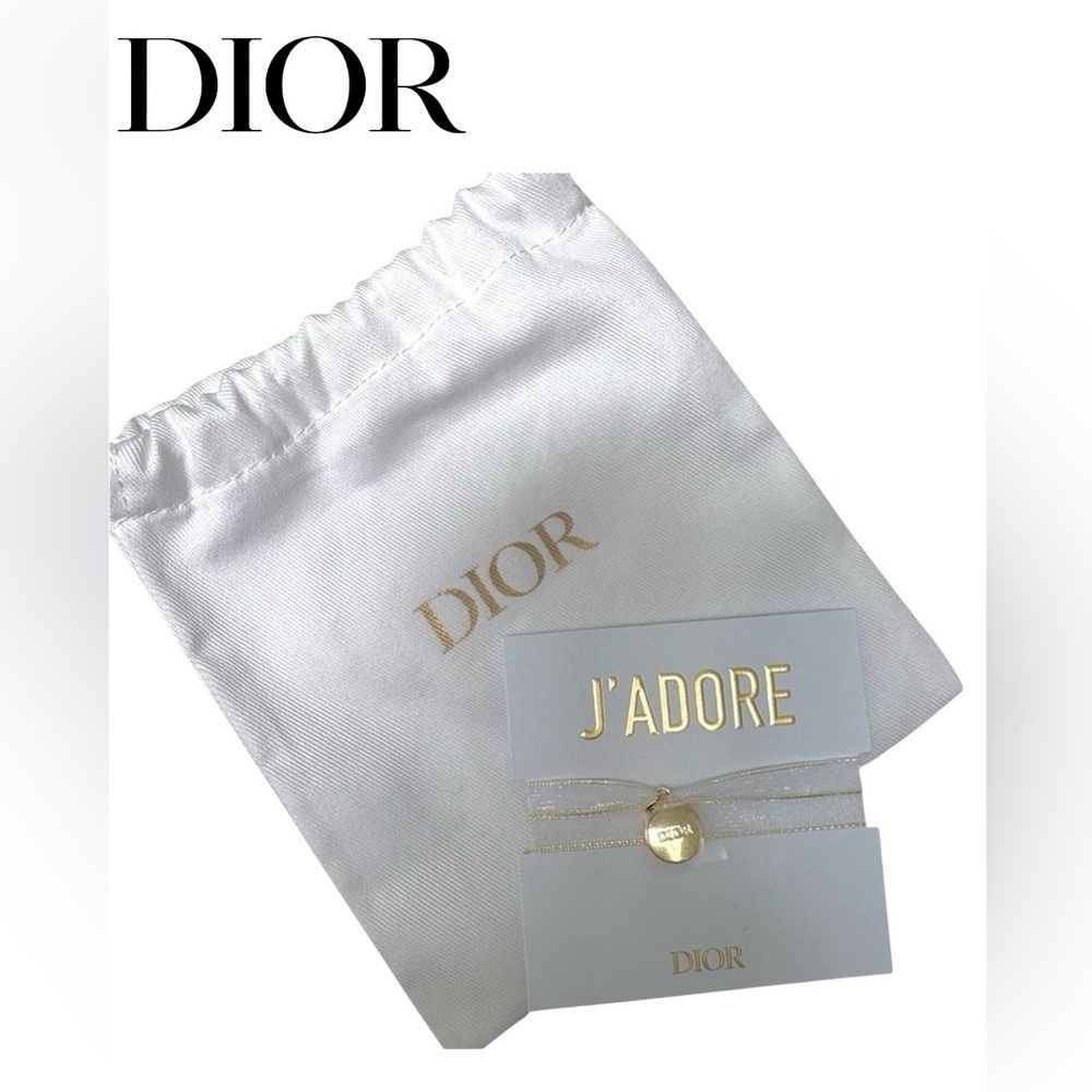 Dior J’adore Gold Charm Ribbon Bracelet New with Bag Protective Plastic